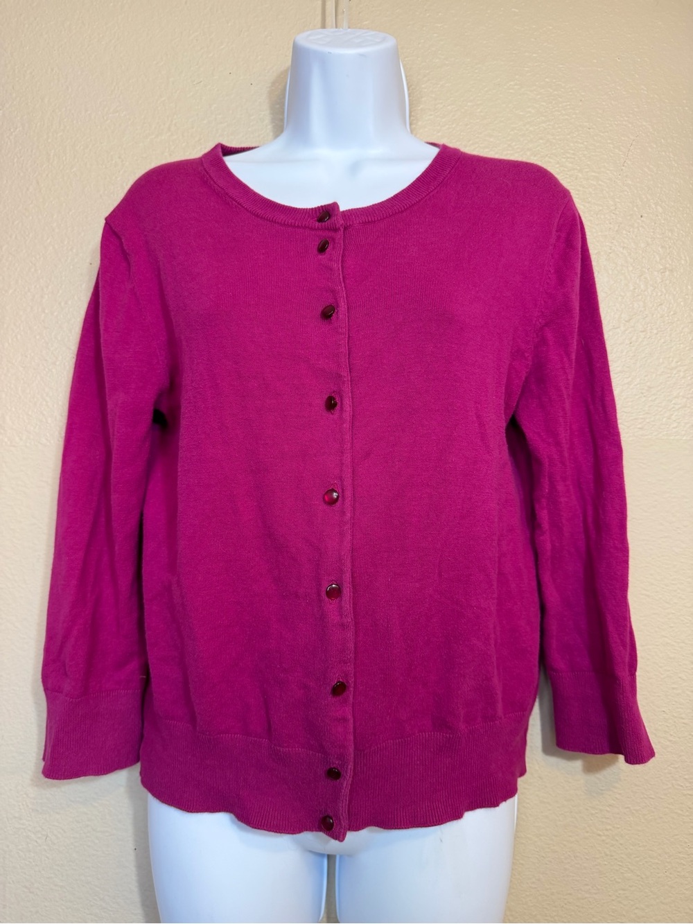 Cable & Gauge Magenta Pink Button-Front Cardigan Sweater - Size Medium